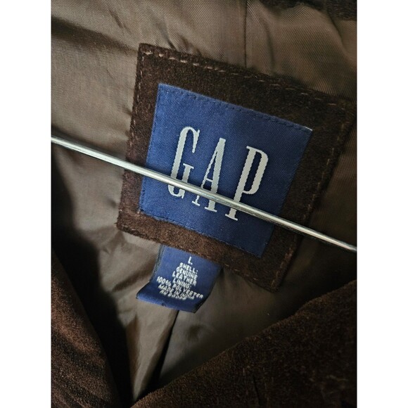 Vintage 90's GAP suede Blazer Jacket L oversized chocolate brown leather - Picture 4 of 6